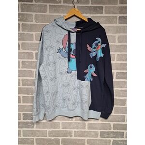Disney Stitch Two-Tone Hoodie - Light Blue and Navy